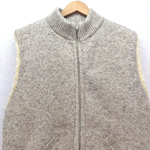 VTG Winona Knit Sweater Vest Men XL Beige Wool Full Zip Thick Heavyweight Sherpa - Picture 2 of 11